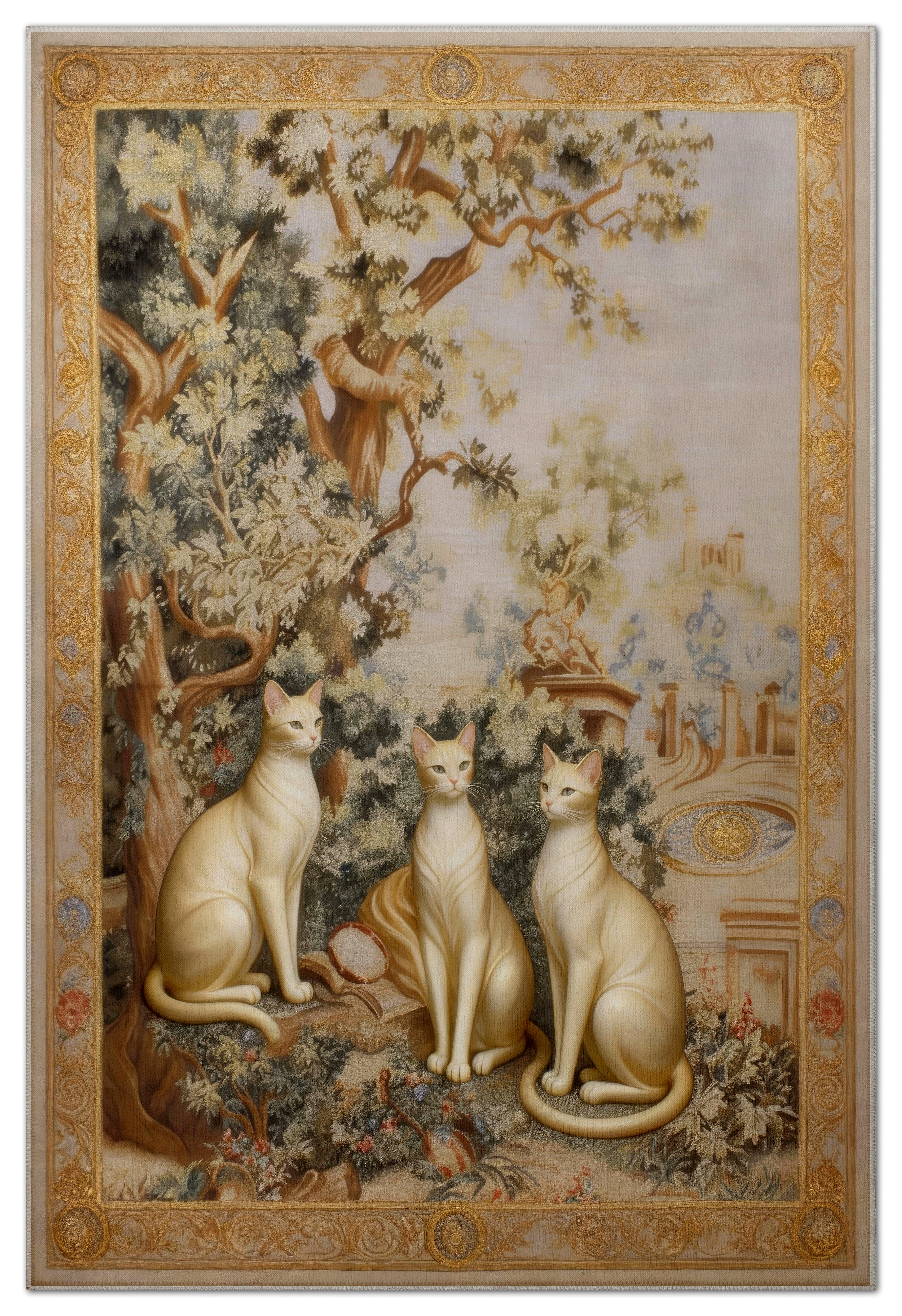 Arte KD003 Kedi Desenli Pati Dostu Hayvanseverler İçin Dekoratif Halı