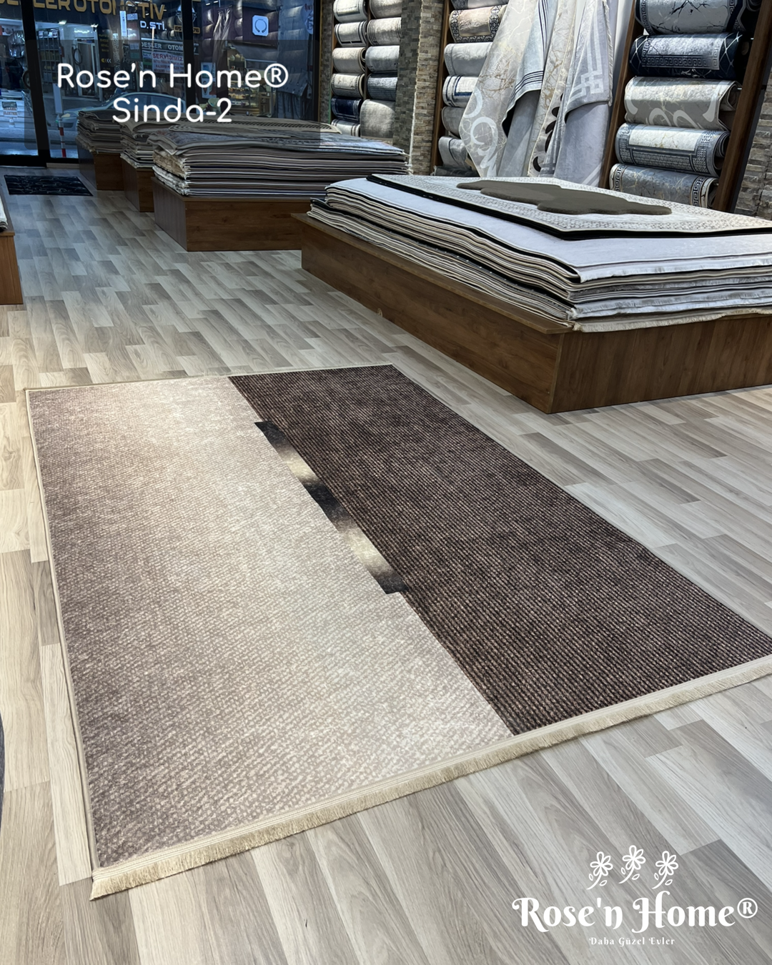 SİNDA-2 - Kaymaz Deri Taban Makinede Yıkanabilir Salon Oturma Odası Mutfak Halısı