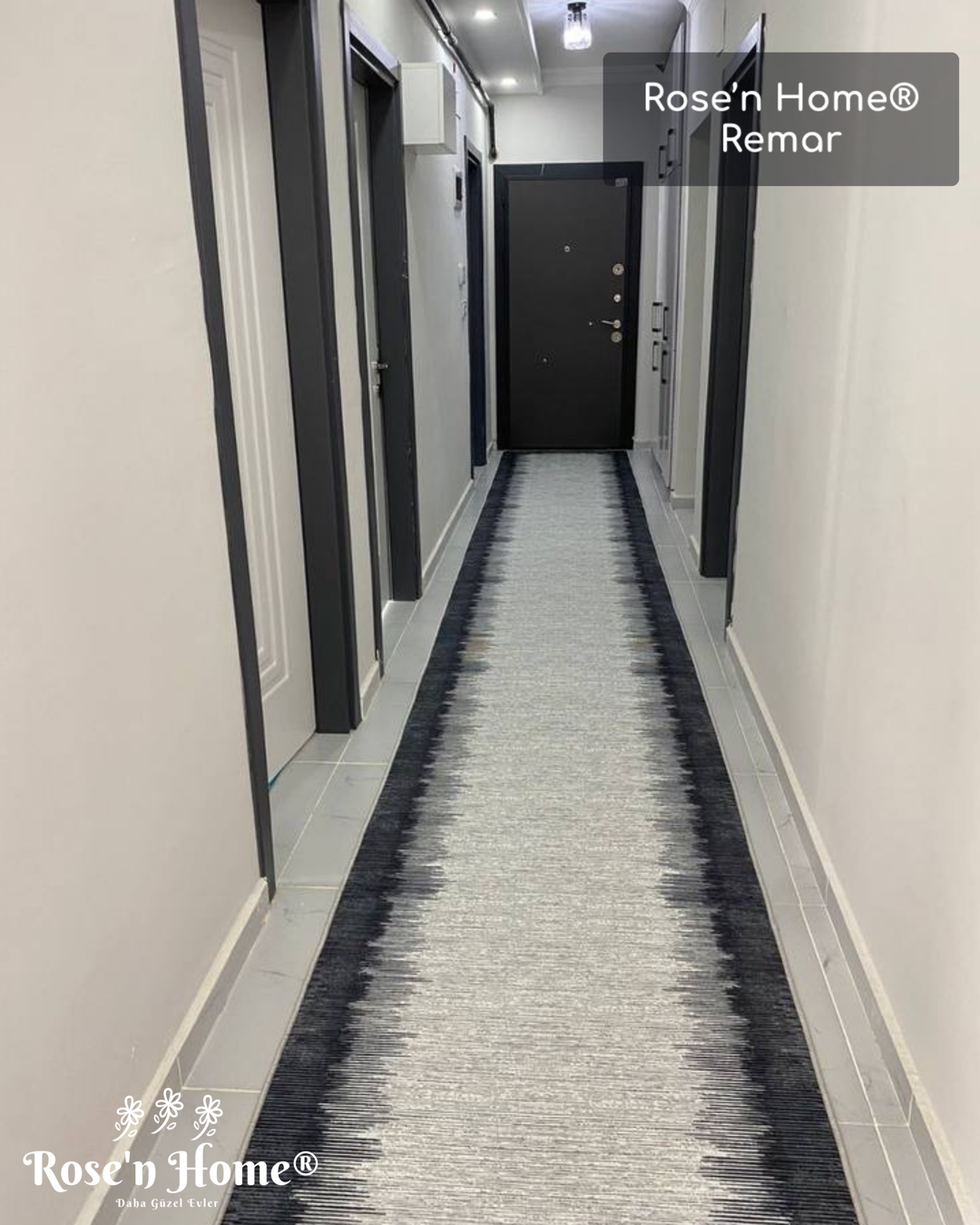 REMAR - Kaymaz Deri Taban Makinede Yıkanabilir Salon Oturma Odası Mutfak Halısı