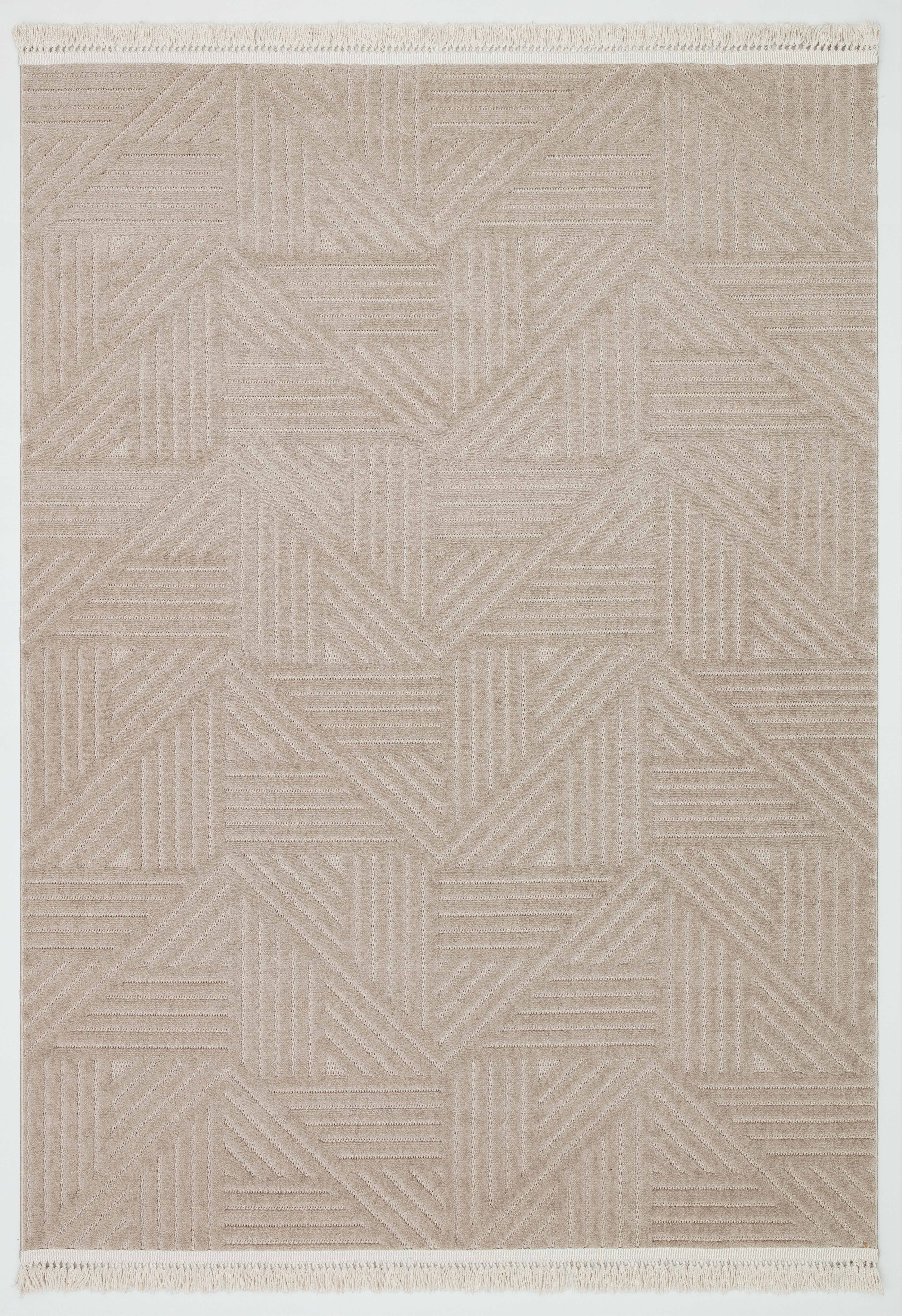 MİLAS C11-VİZON Kabartmalı Modern Geometrik Desenli Salon Koridor Mutfak Halısı