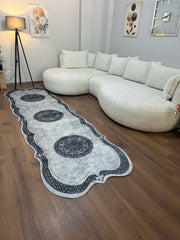 BERTA - Kaymaz Deri Taban Makinede Yıkanabilir Salon Oturma Odası Mutfak Halısı