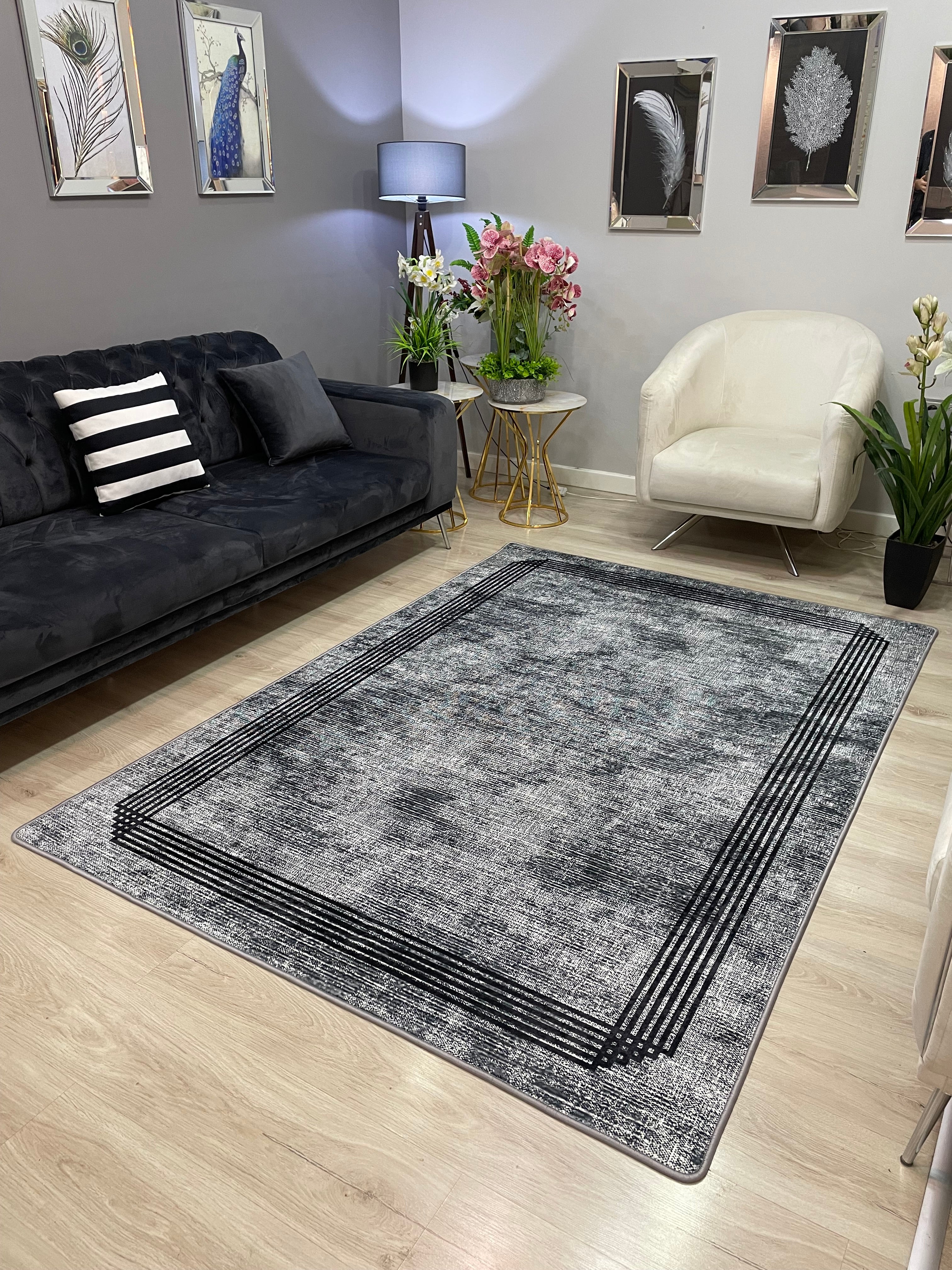 PALMAS - Kaymaz Deri Taban Makinede Yıkanabilir Salon Oturma Odası Mutfak Halısı
