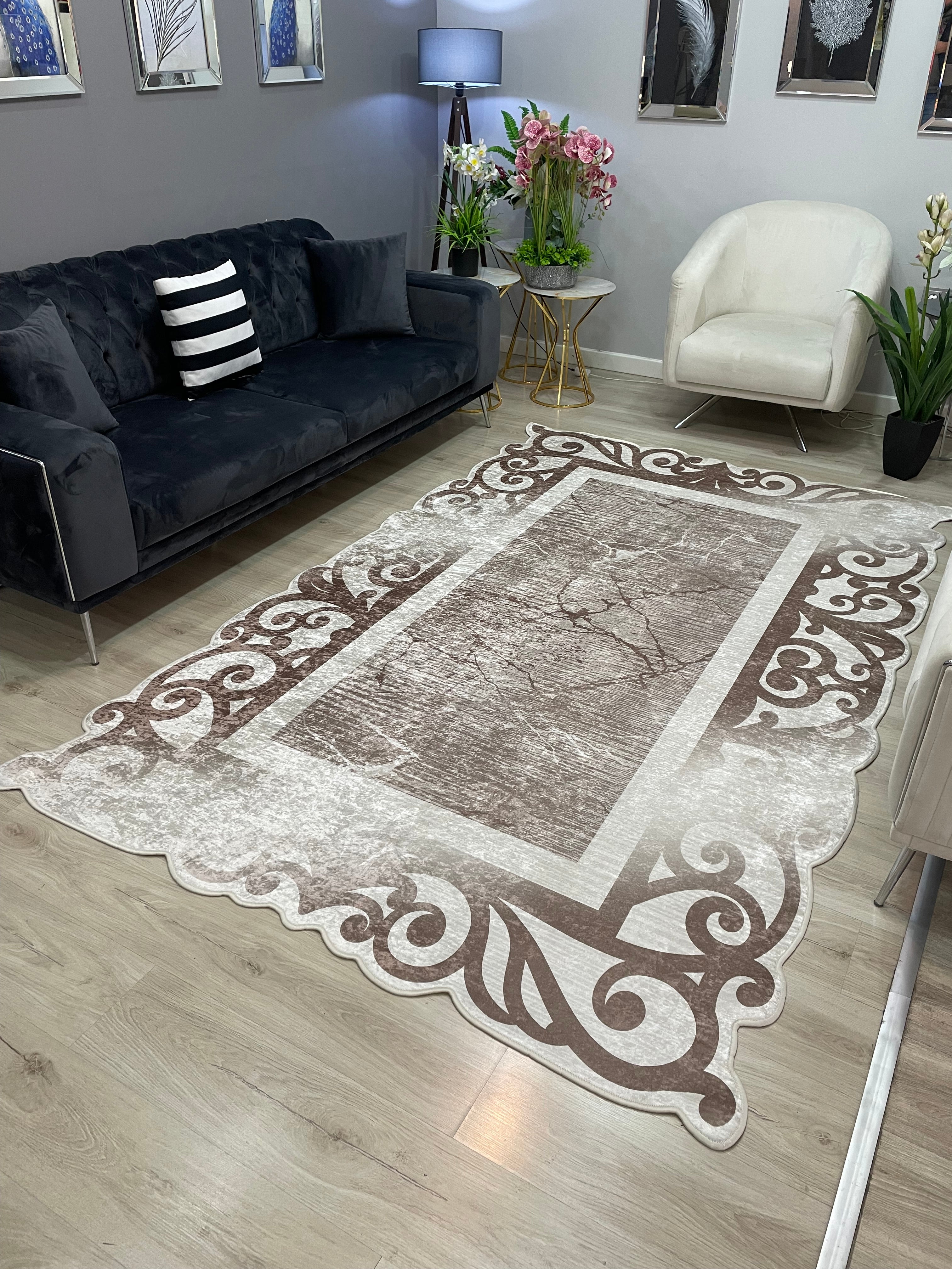 KAPADOKYA VİZON - Kaymaz Deri Taban Makinede Yıkanabilir Salon Oturma Odası Mutfak Halısı