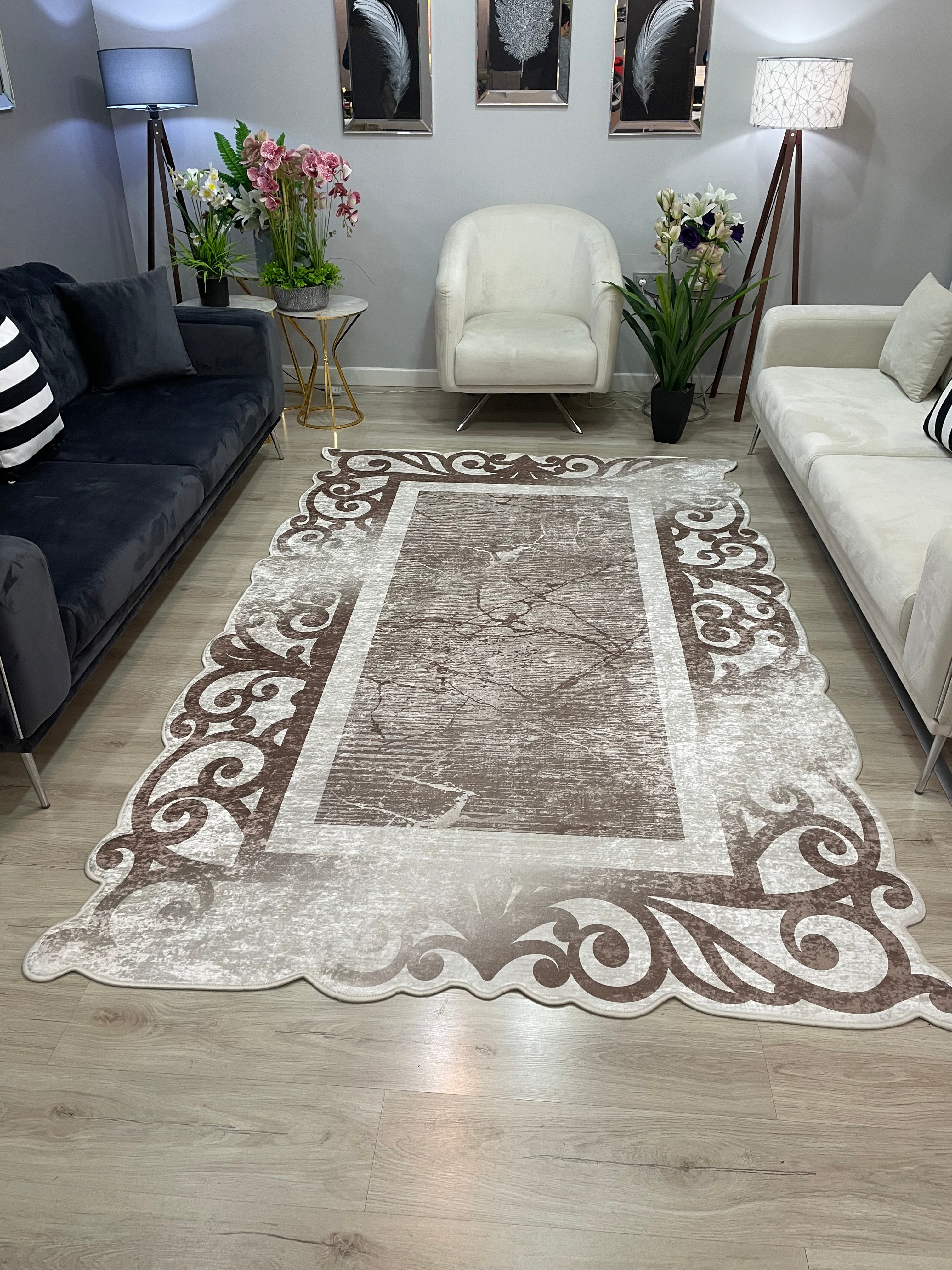 KAPADOKYA VİZON - Kaymaz Deri Taban Makinede Yıkanabilir Salon Oturma Odası Mutfak Halısı
