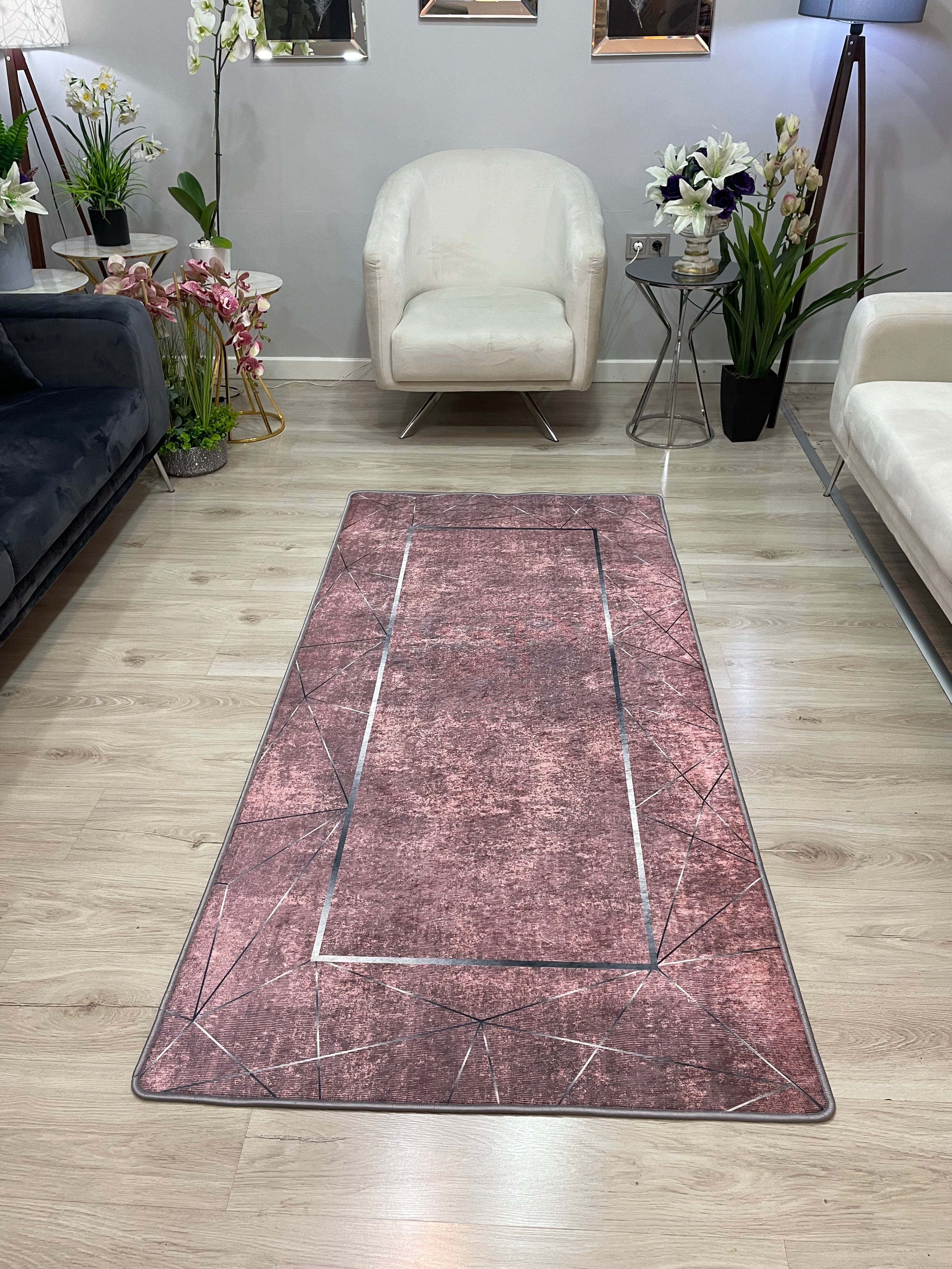 BENALLA - Kaymaz Deri Taban Makinede Yıkanabilir Salon Oturma Odası Mutfak Halısı