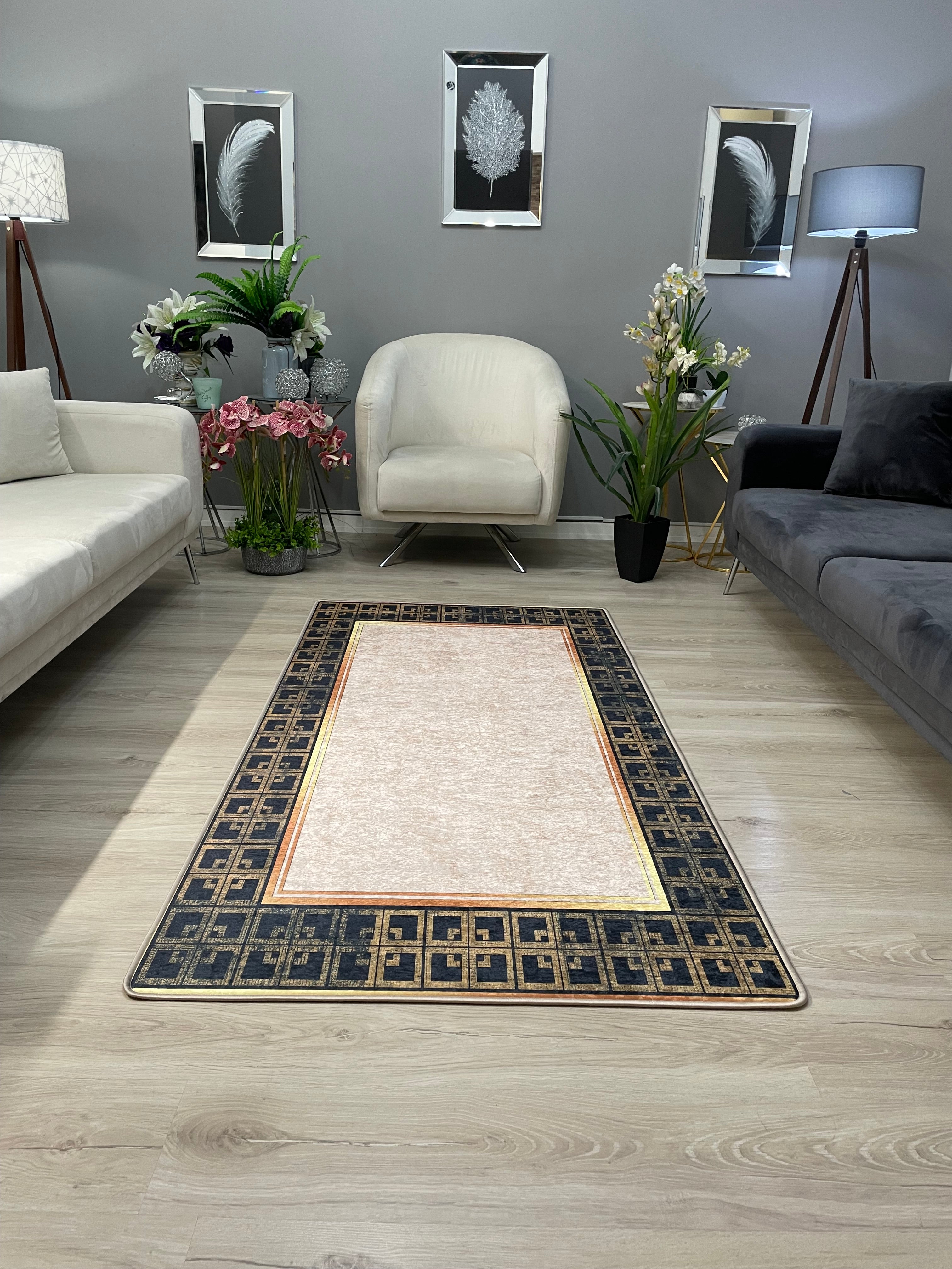 LİLY - Kaymaz Deri Taban Makinede Yıkanabilir Salon Oturma Odası Mutfak Halısı