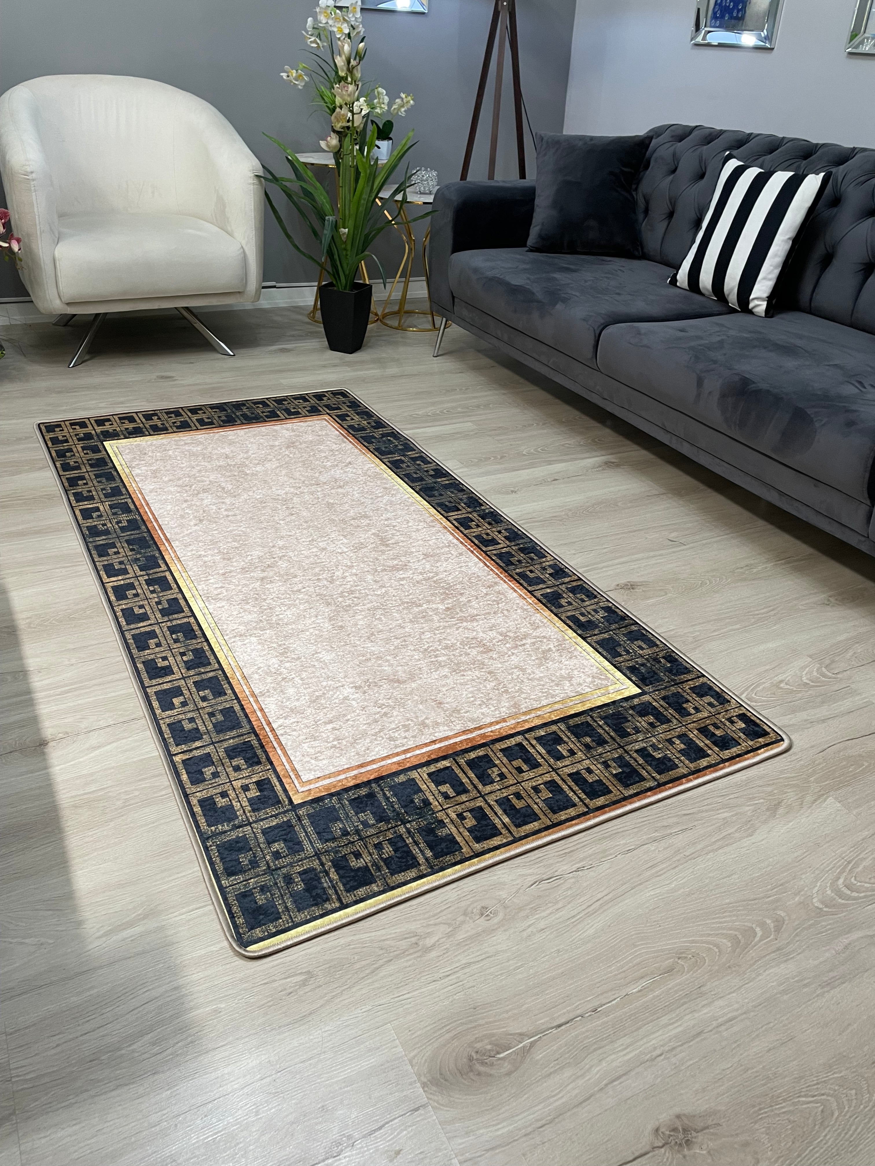 LİLY - Kaymaz Deri Taban Makinede Yıkanabilir Salon Oturma Odası Mutfak Halısı