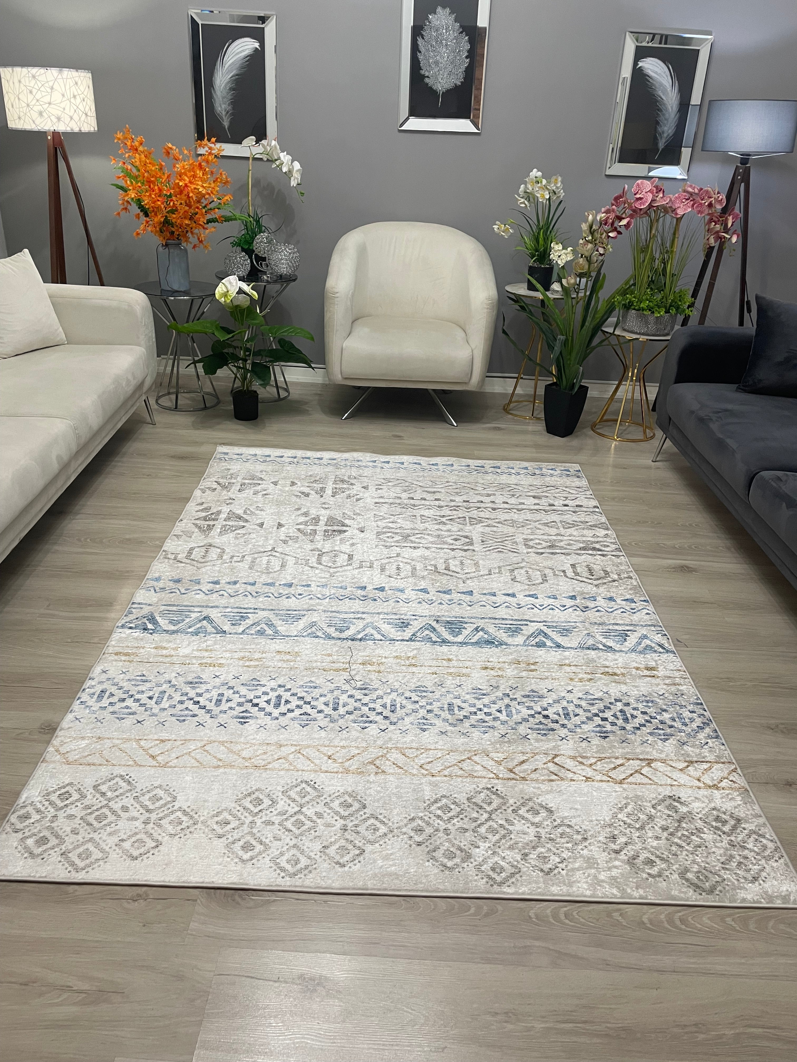 FELİCİTY - Kaymaz Deri Taban Makinede Yıkanabilir Salon Oturma Odası Mutfak Halısı