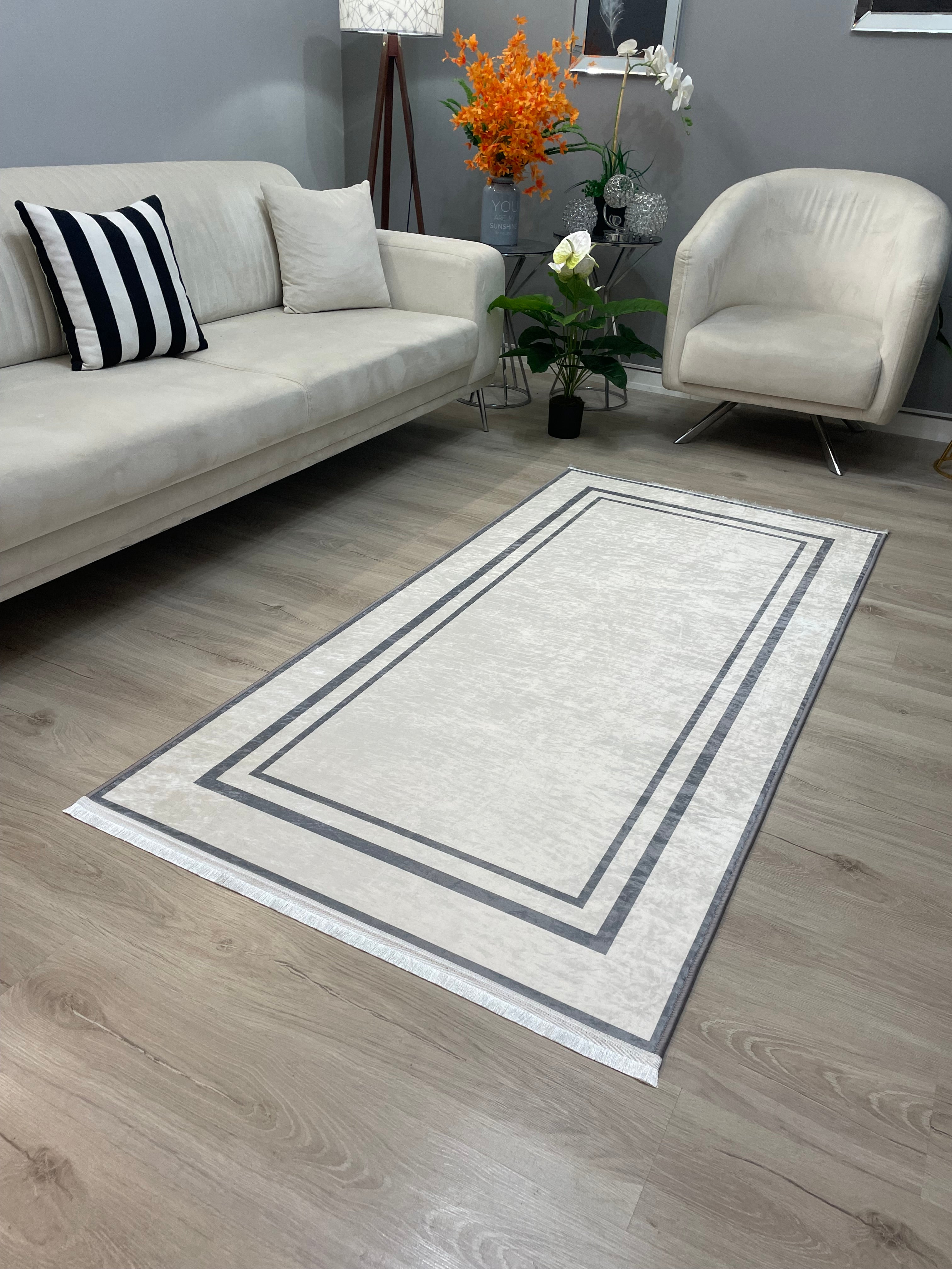 SERENİTY - Kaymaz Deri Taban Makinede Yıkanabilir Salon Oturma Odası Mutfak Halısı