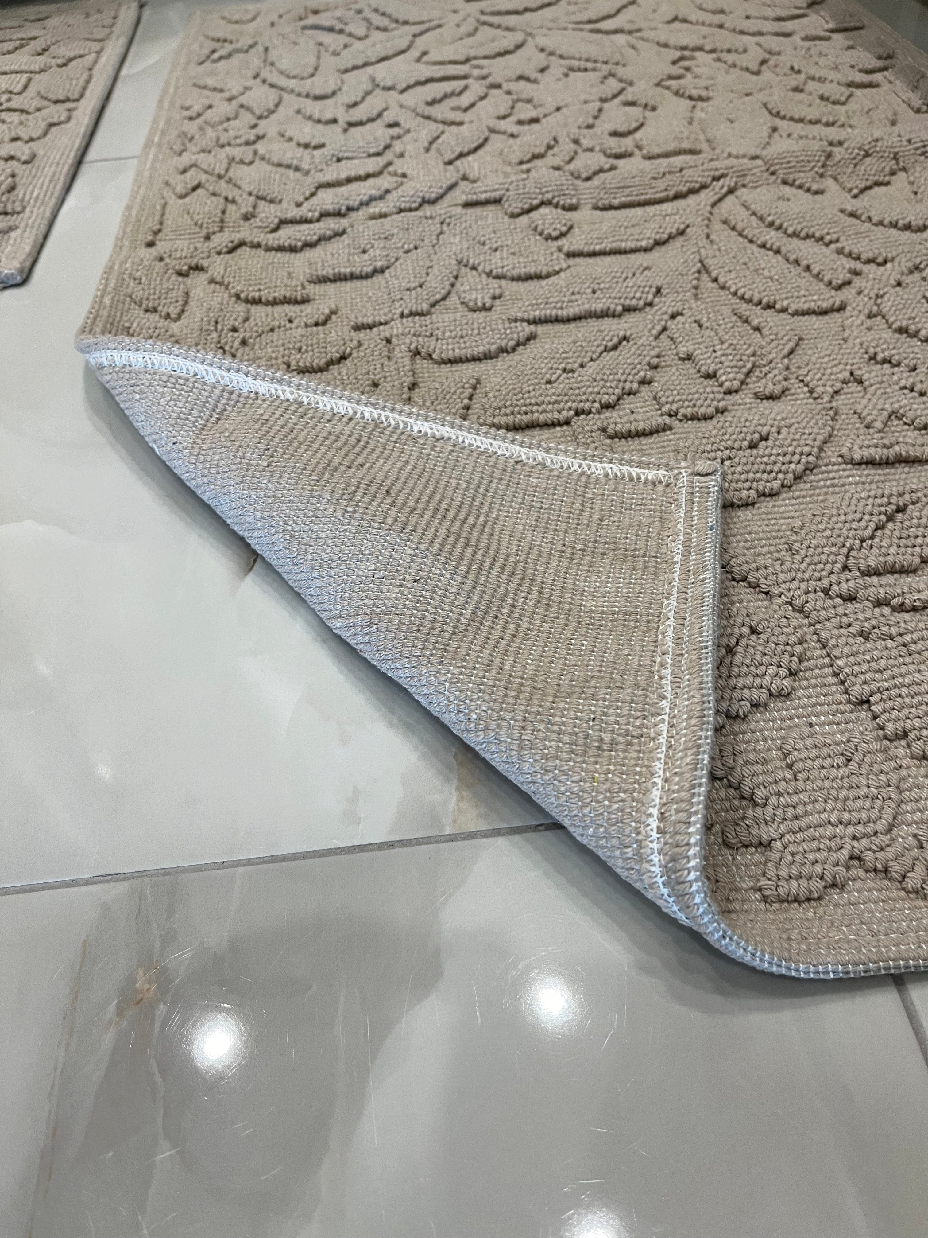 VİZON - Yıkanabilir Pamuk Dokuma Taban 60x100 50x60 2'li Banyo Paspas ve Klozet Takımı