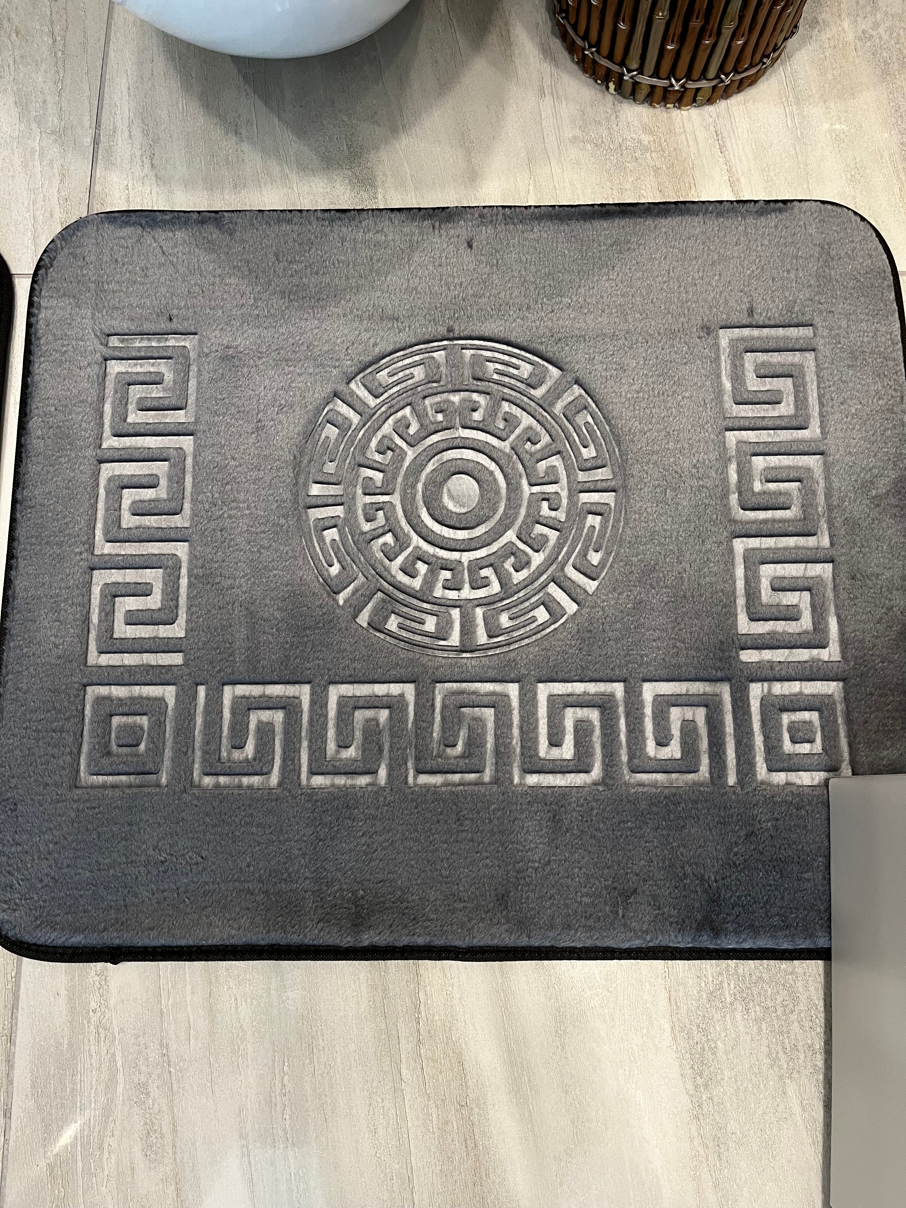 GRİ - Yıkanabilir Kaymaz Taban 60x100 50x60 2'li Banyo Paspas ve Klozet Takımı