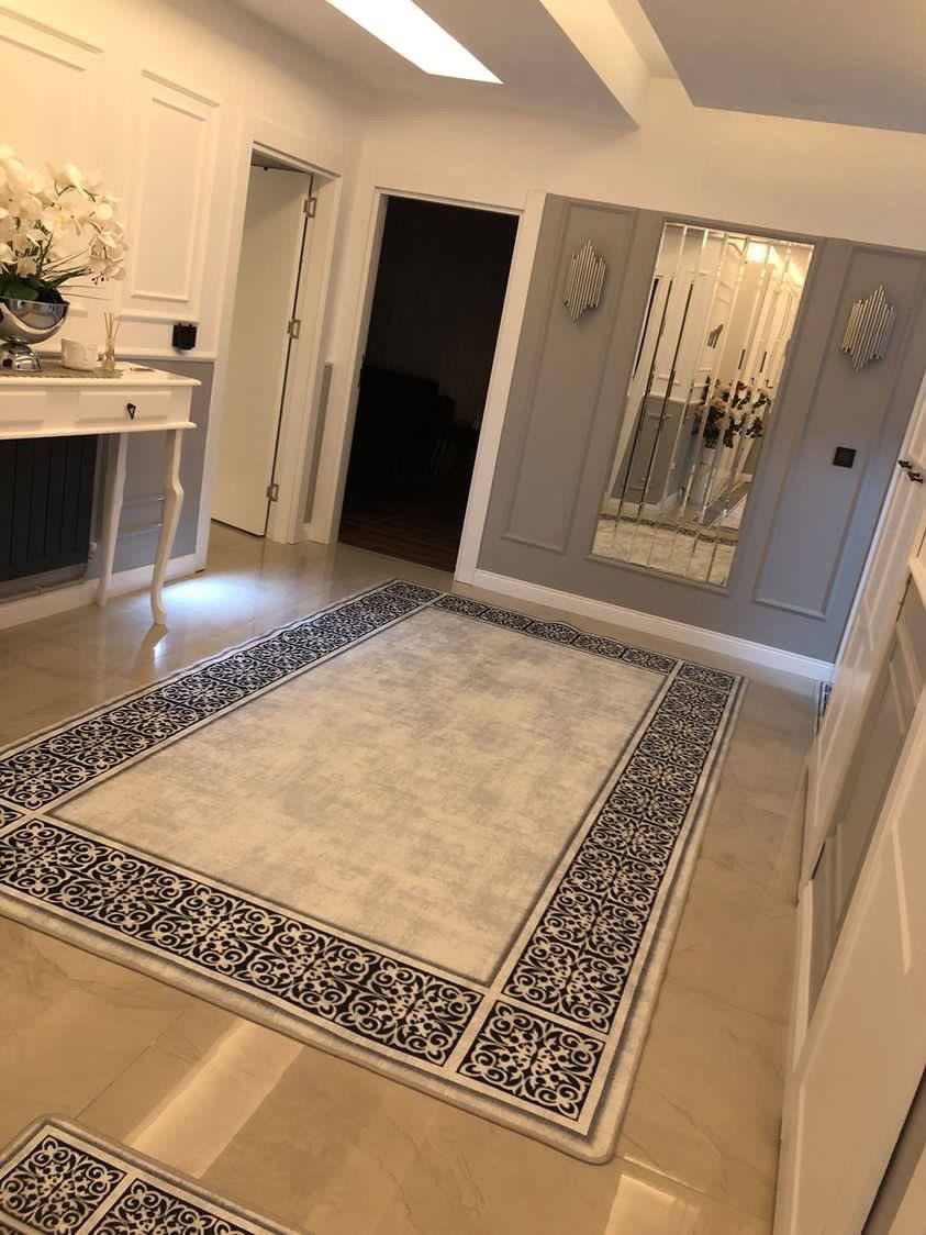 MOST - Kaymaz Deri Taban Makinede Yıkanabilir Salon Oturma Odası Mutfak Halısı