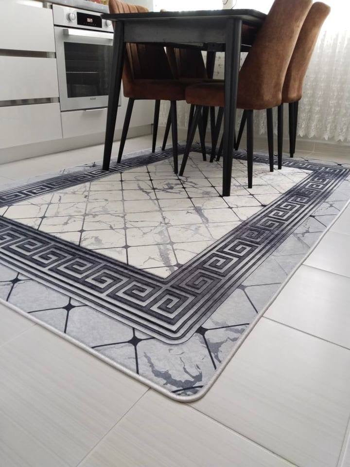 MONO - Kaymaz Deri Taban Makinede Yıkanabilir Salon Oturma Odası Mutfak Halısı