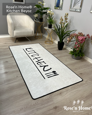 KİTCHEN BEYAZ - Kaymaz Deri Taban Makinede Yıkanabilir Salon Oturma Odası Mutfak Halısı