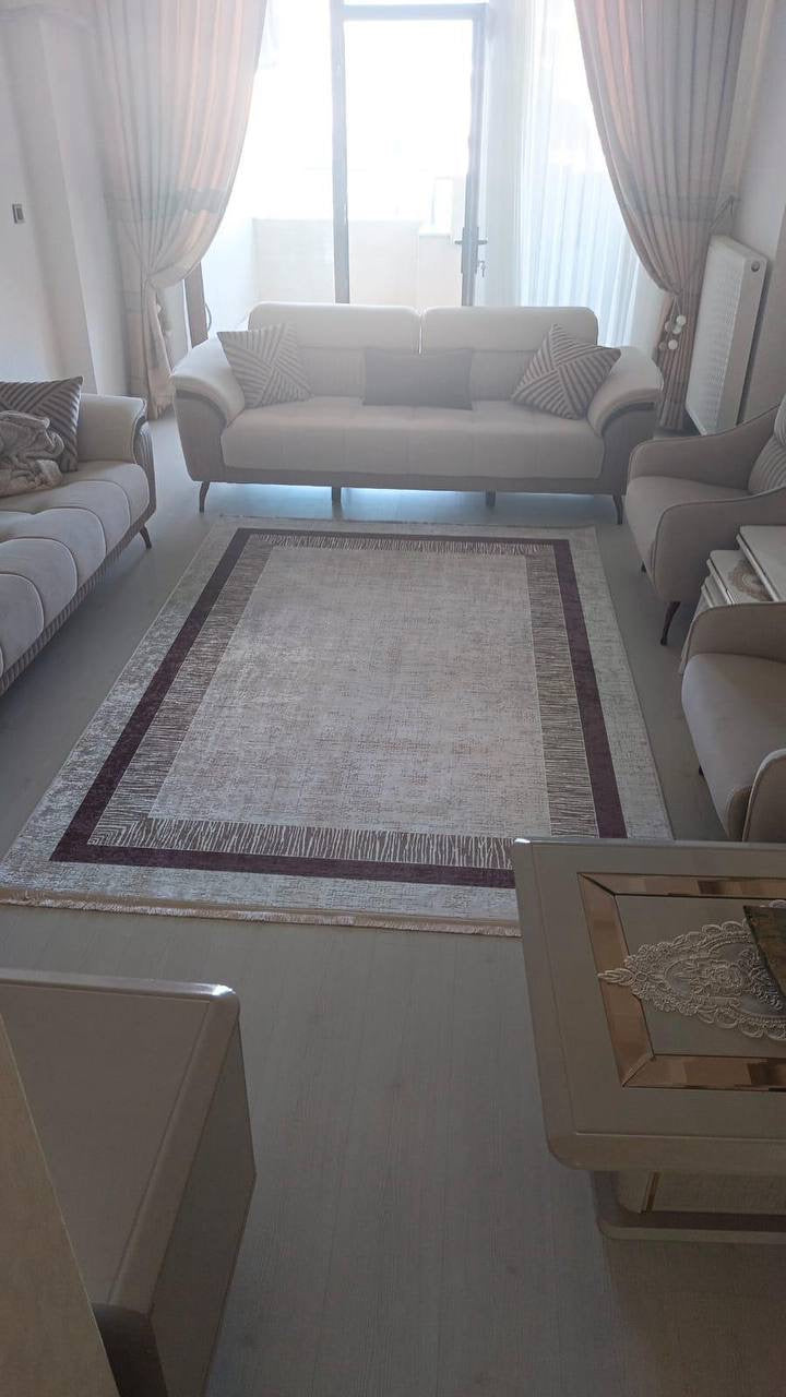 LADİK - Kaymaz Deri Taban Makinede Yıkanabilir Salon Oturma Odası Mutfak Halısı