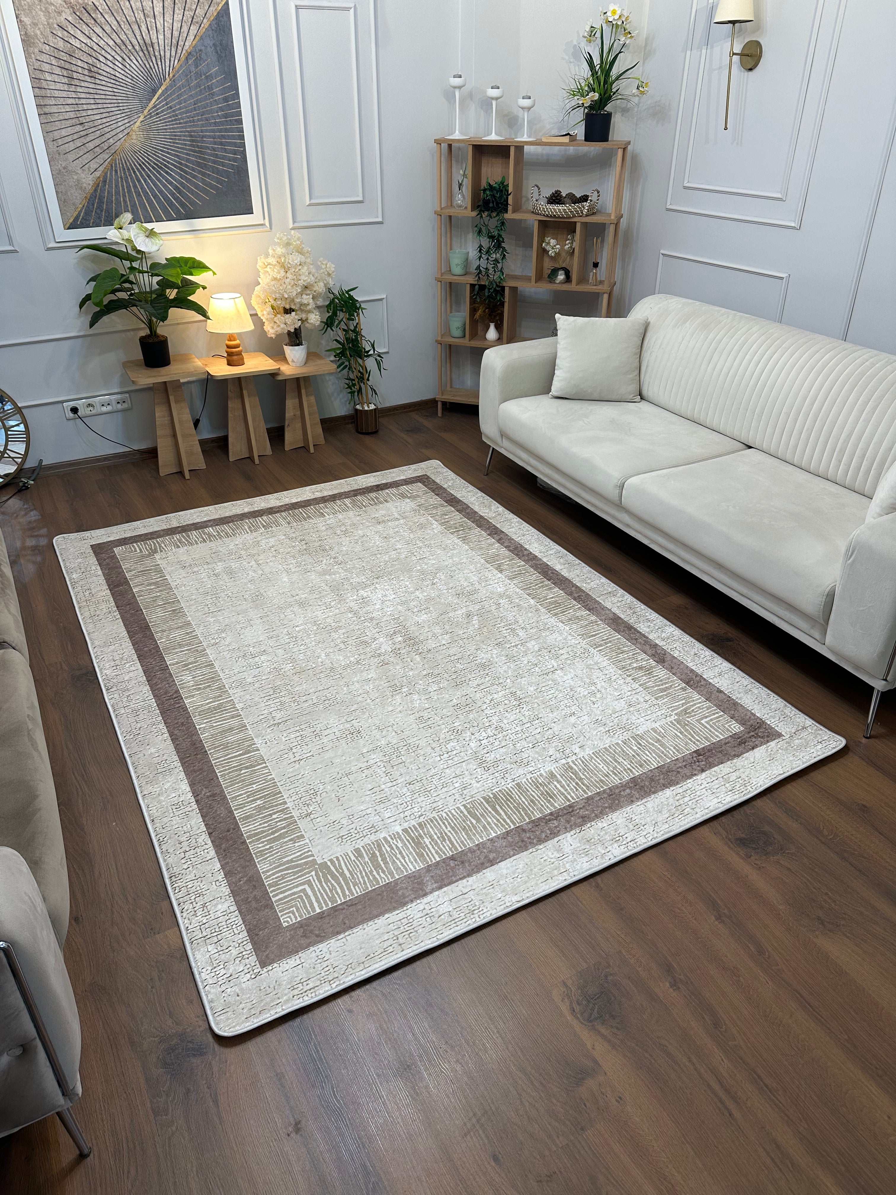 LADİK - Kaymaz Deri Taban Makinede Yıkanabilir Salon Oturma Odası Mutfak Halısı