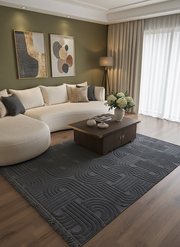 MİLAS C16-ANTRASİT Kabartmalı Modern Geometrik Desenli Salon Koridor Mutfak Halısı