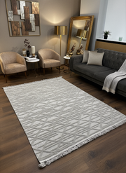 MİLAS C7-GRİ Kabartmalı Modern Geometrik Desenli Salon Koridor Mutfak Halısı