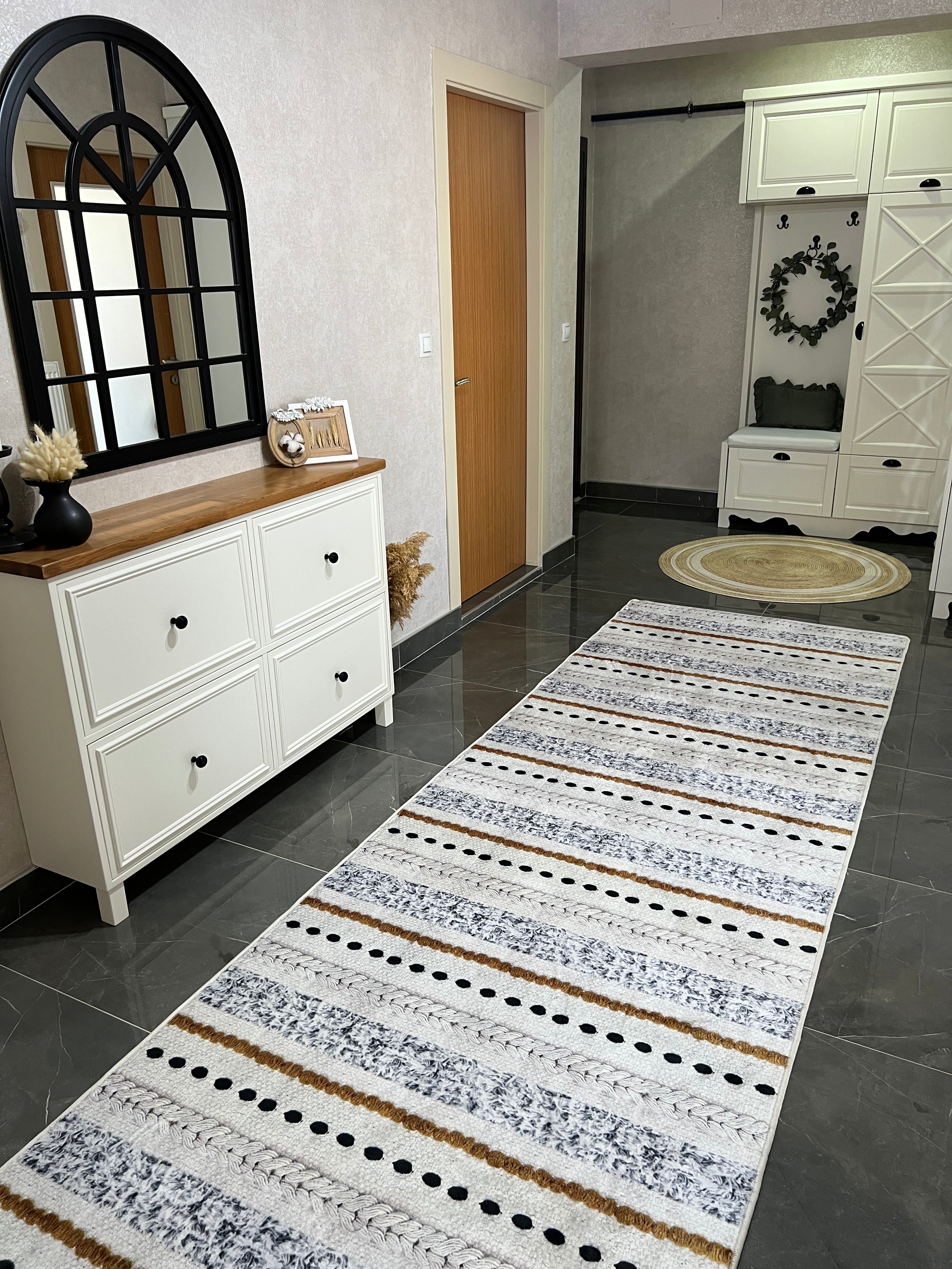 NİSAN - Kaymaz Deri Taban Makinede Yıkanabilir Salon Oturma Odası Mutfak Halısı