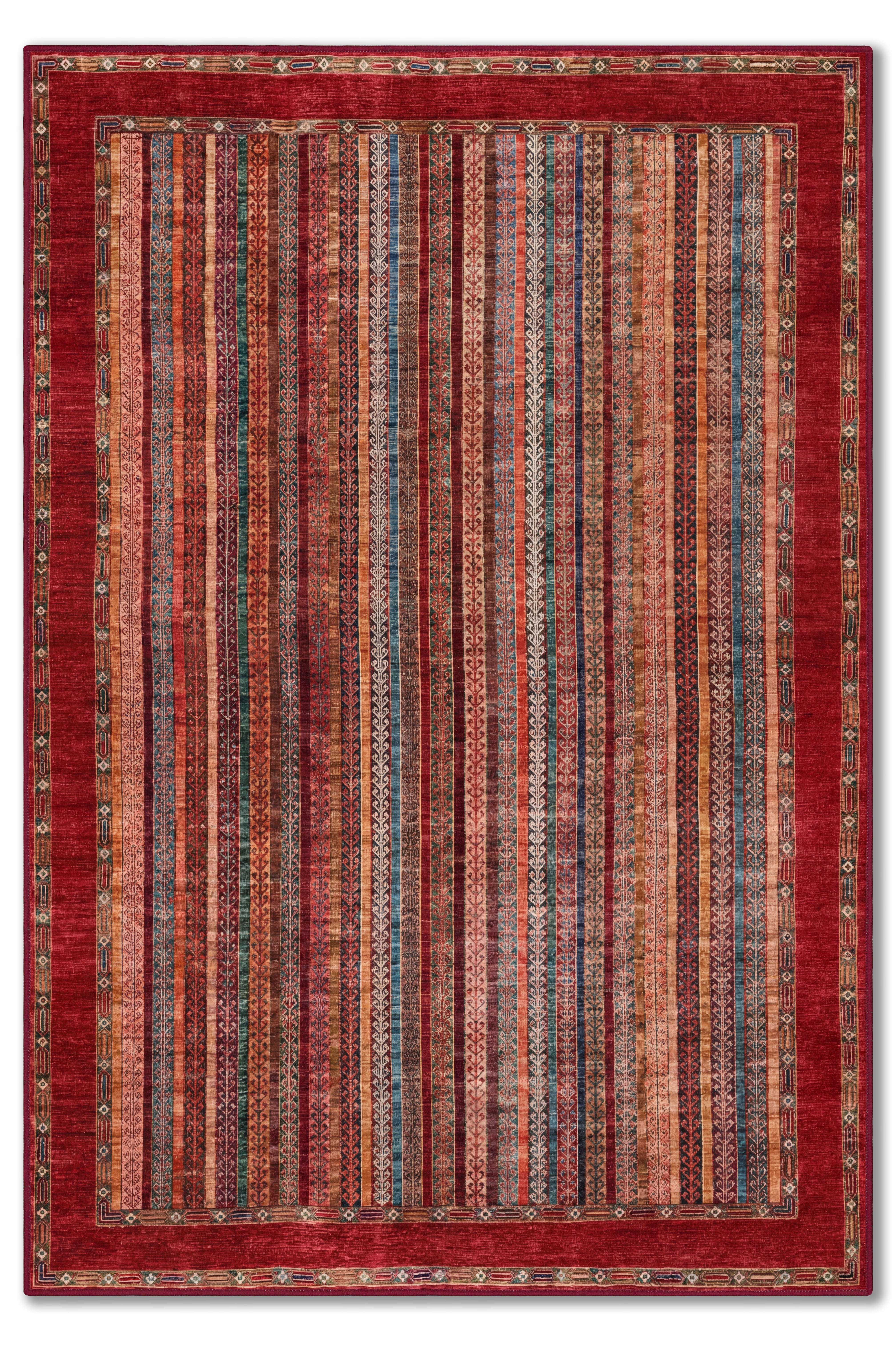 yıkanabilir kaymaz taban şönil dokuma halı 80x150 kirmizi; renkli