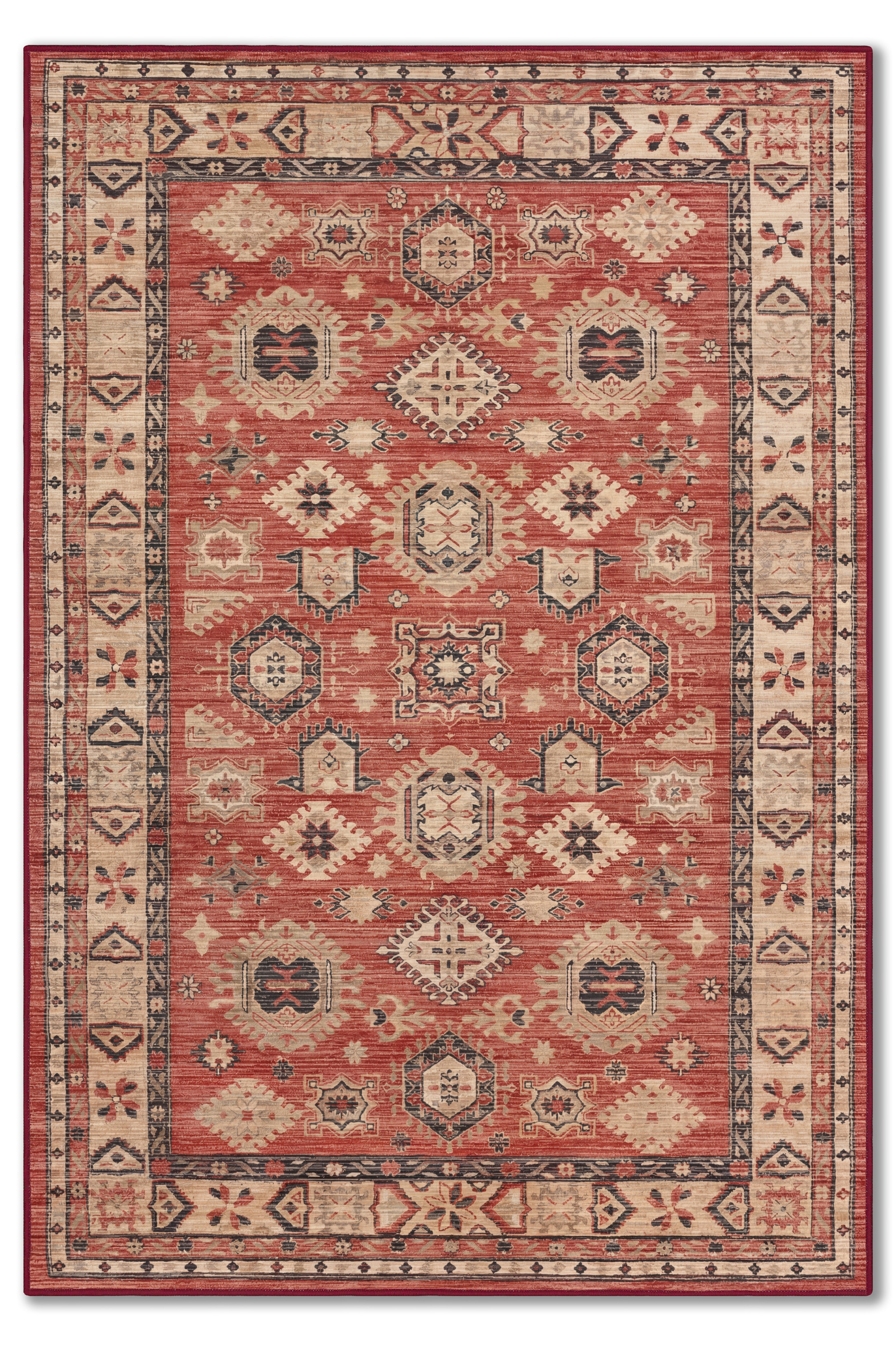 yıkanabilir kaymaz taban şönil dokuma halı 80x150 gul-kurusu; renkli