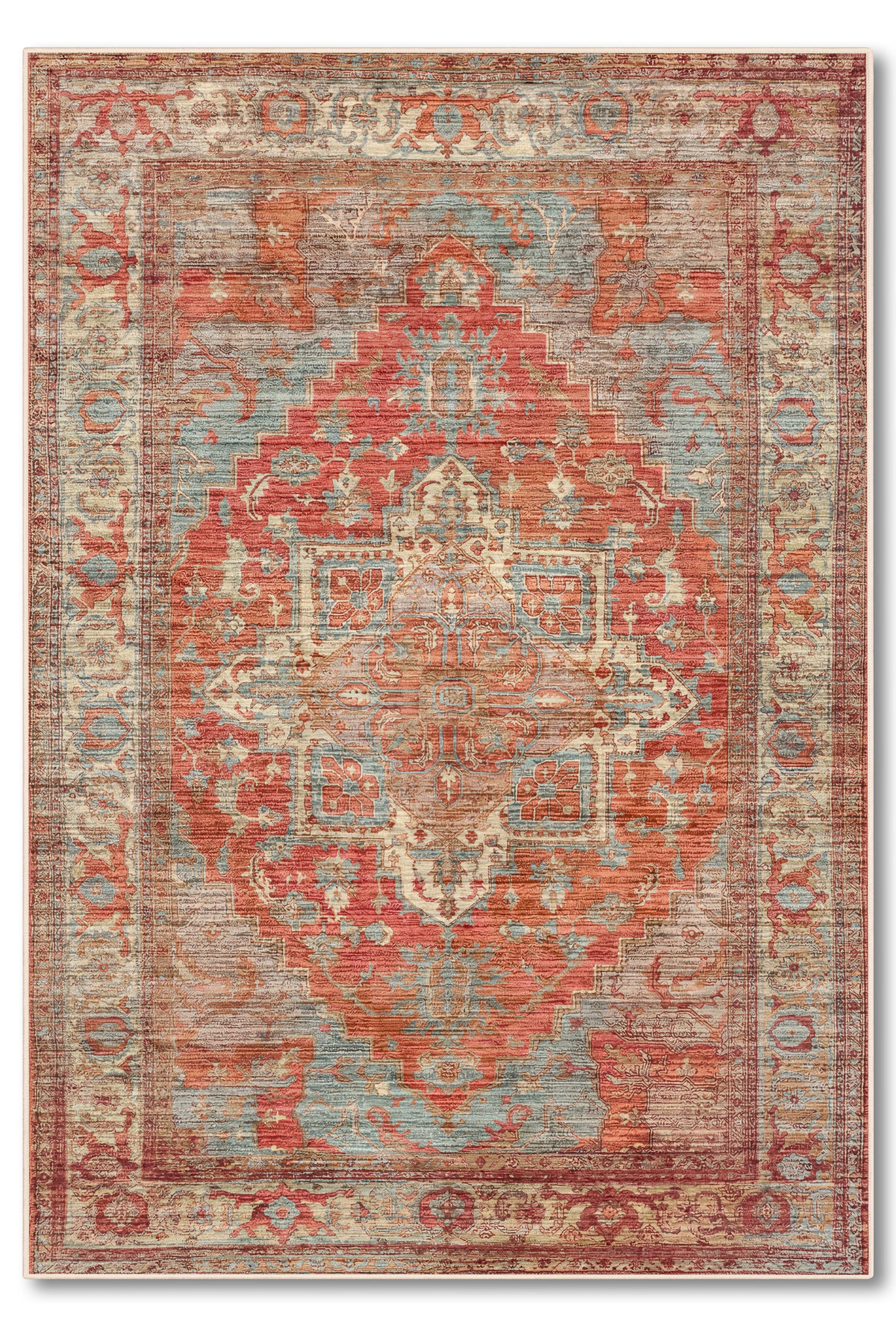 yıkanabilir kaymaz taban şönil dokuma halı 80x150 gul-kurusu; renkli