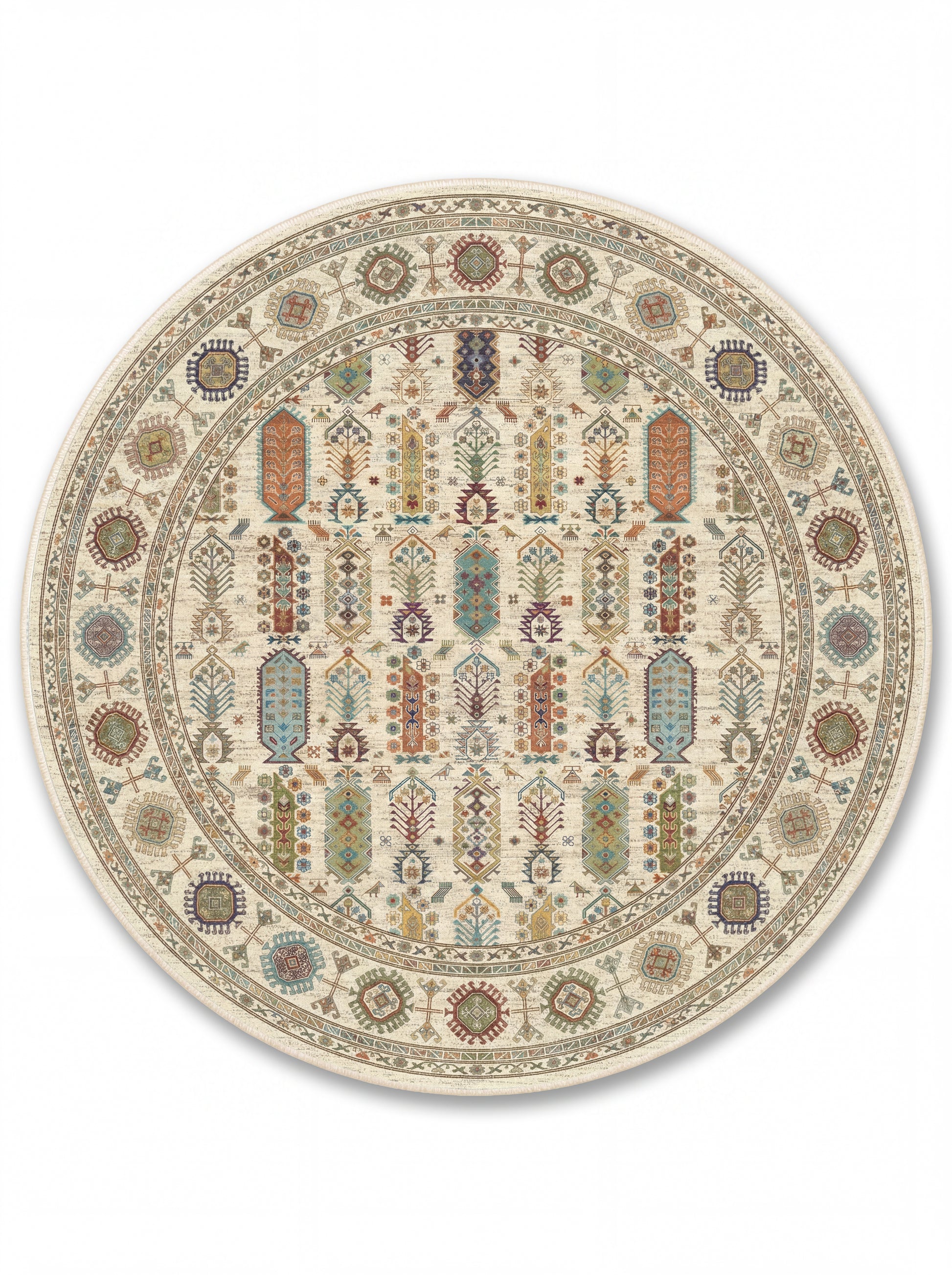 yıkanabilir kaymaz taban şönil dokuma halı 140x200 krem; renkli