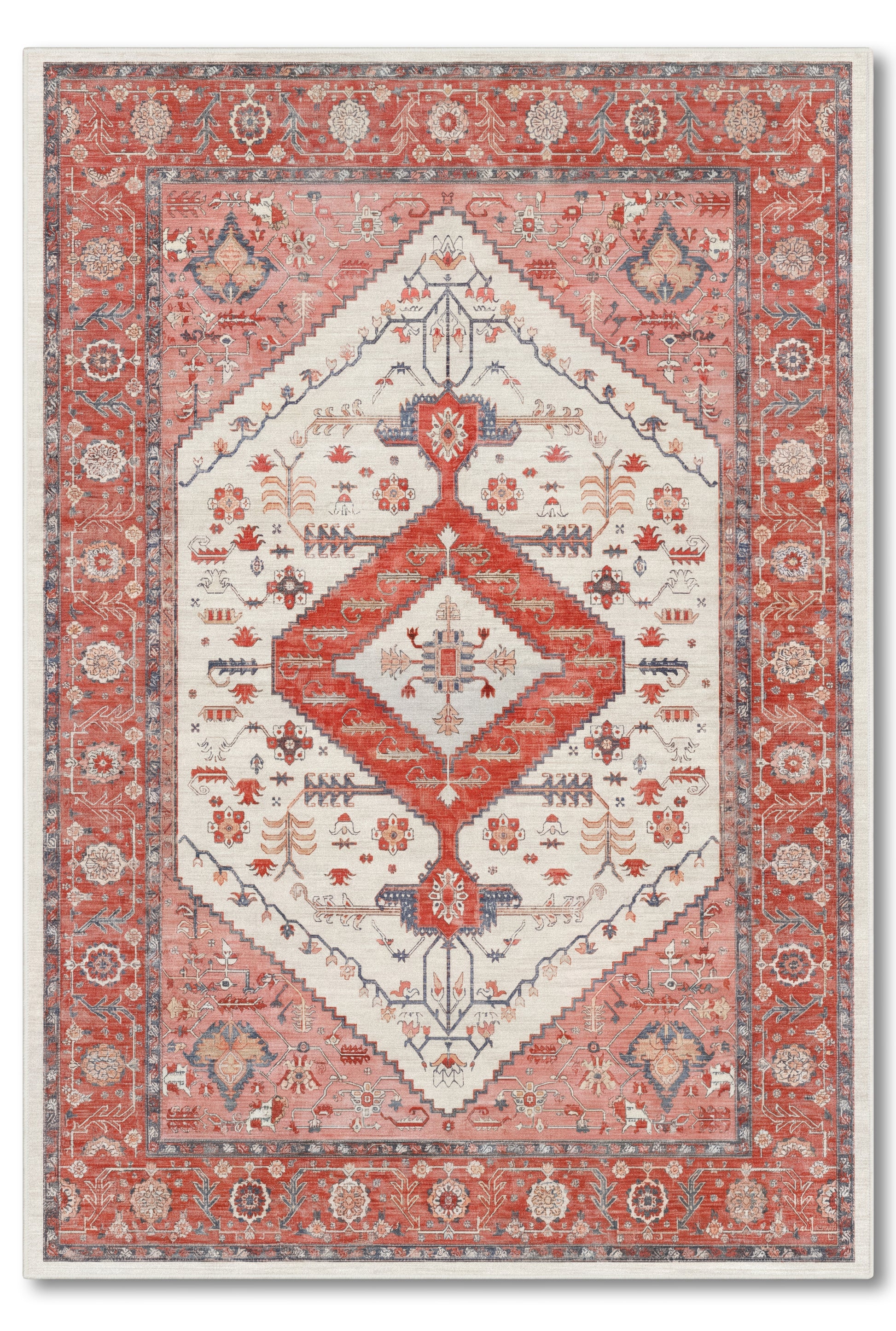 yıkanabilir kaymaz taban şönil dokuma halı 80x150 kirmizi; gul-kurusu