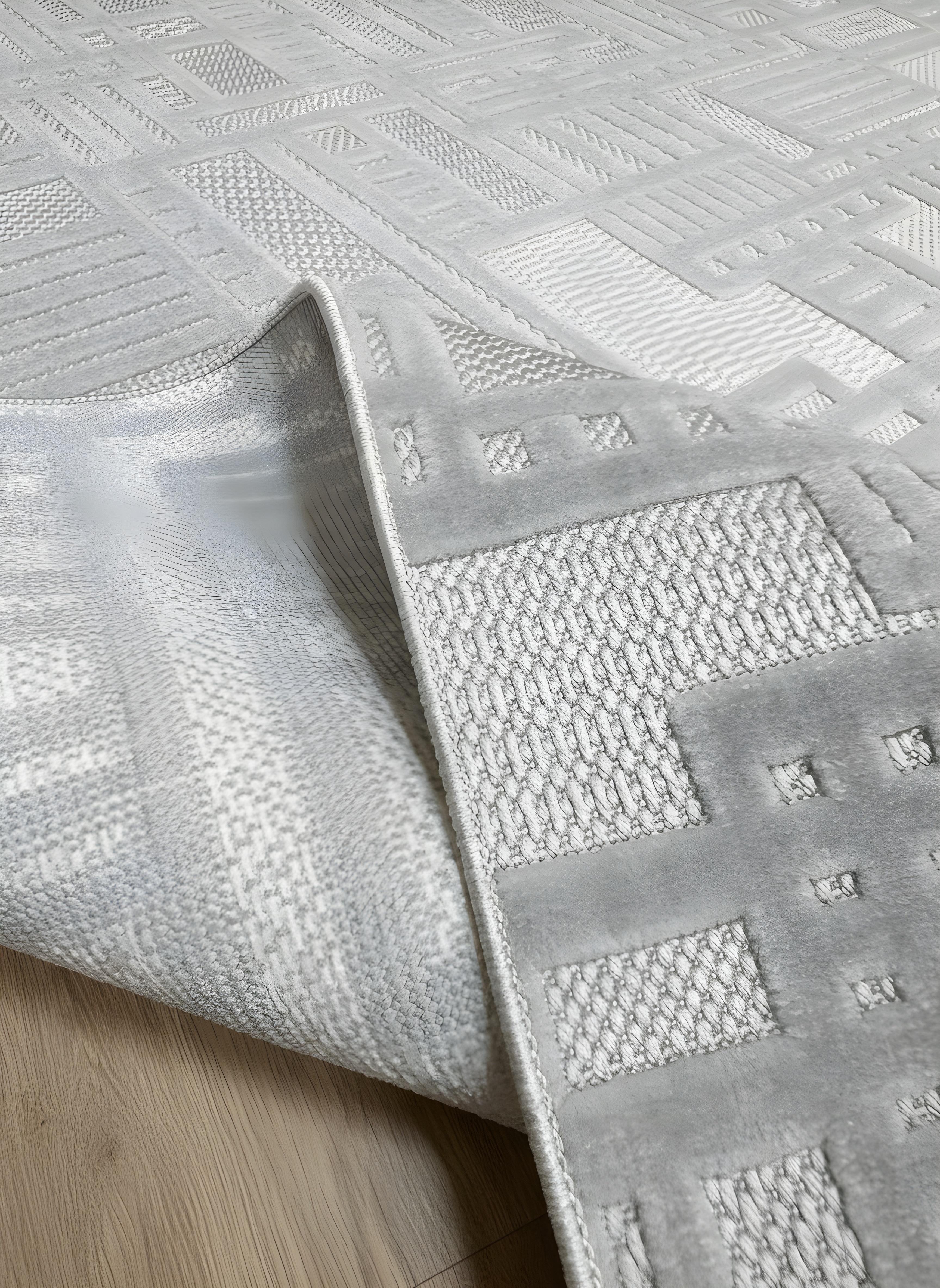 MYRA 448 Gri Geometrik Desenli Modern Salon Mutfak Koridor Balkon Halısı
