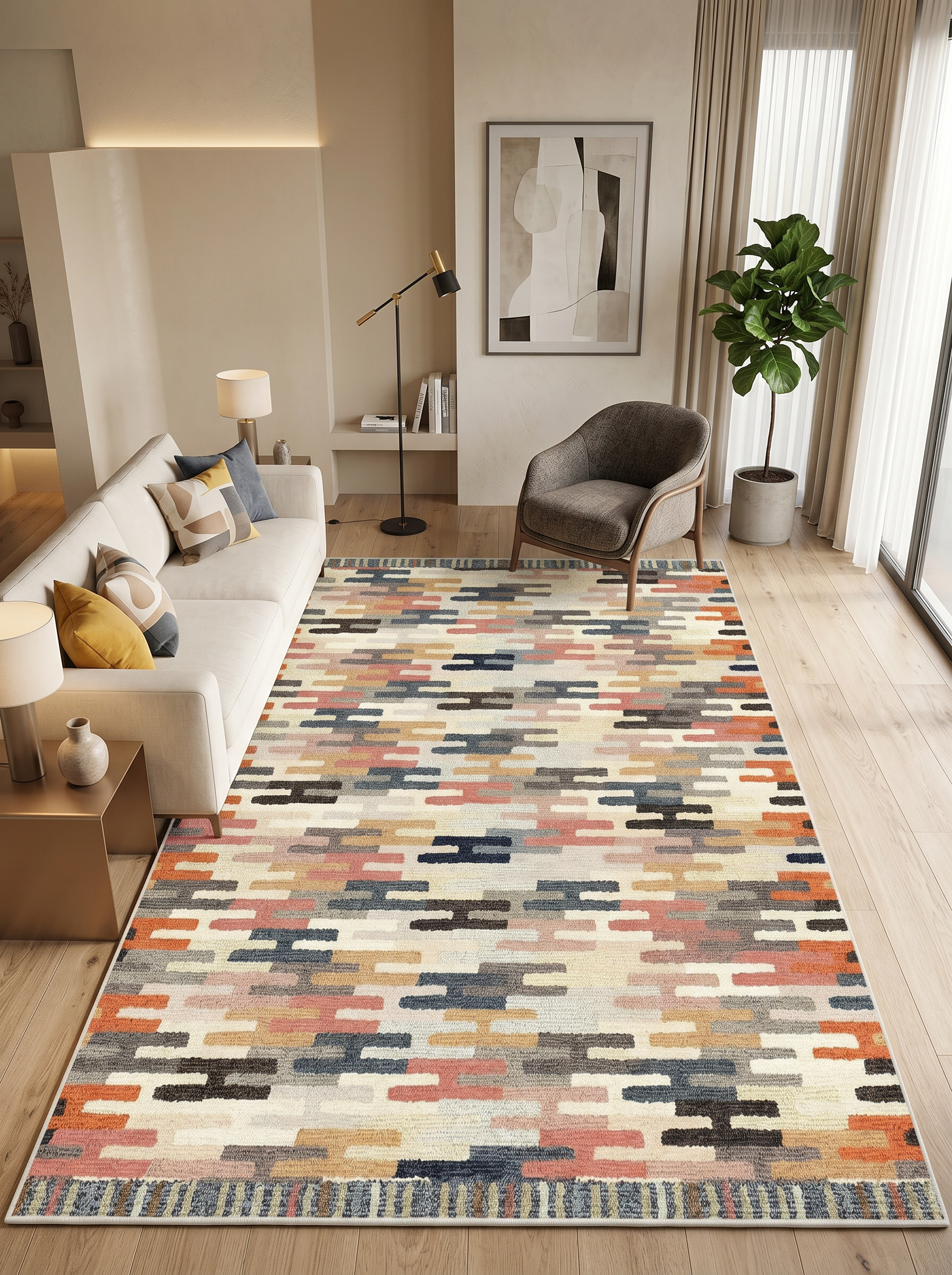 yıkanabilir kaymaz taban şönil dokuma halı 160x230 (4 m²) renkli