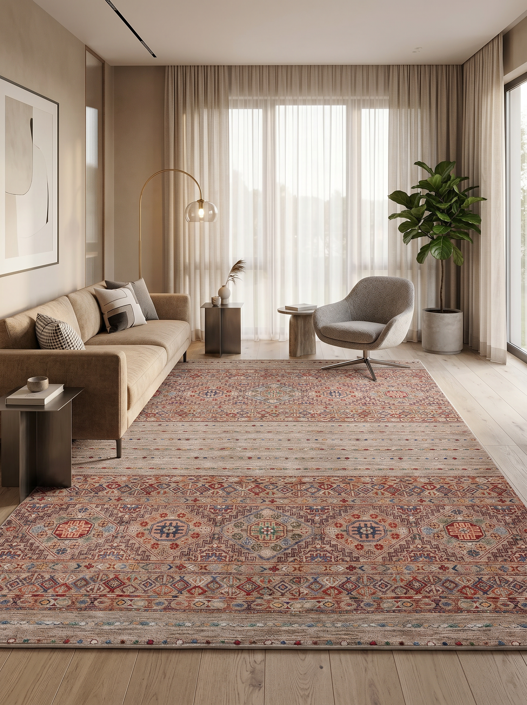 yıkanabilir kaymaz taban şönil dokuma halı 100x200 kahverengi; renkli