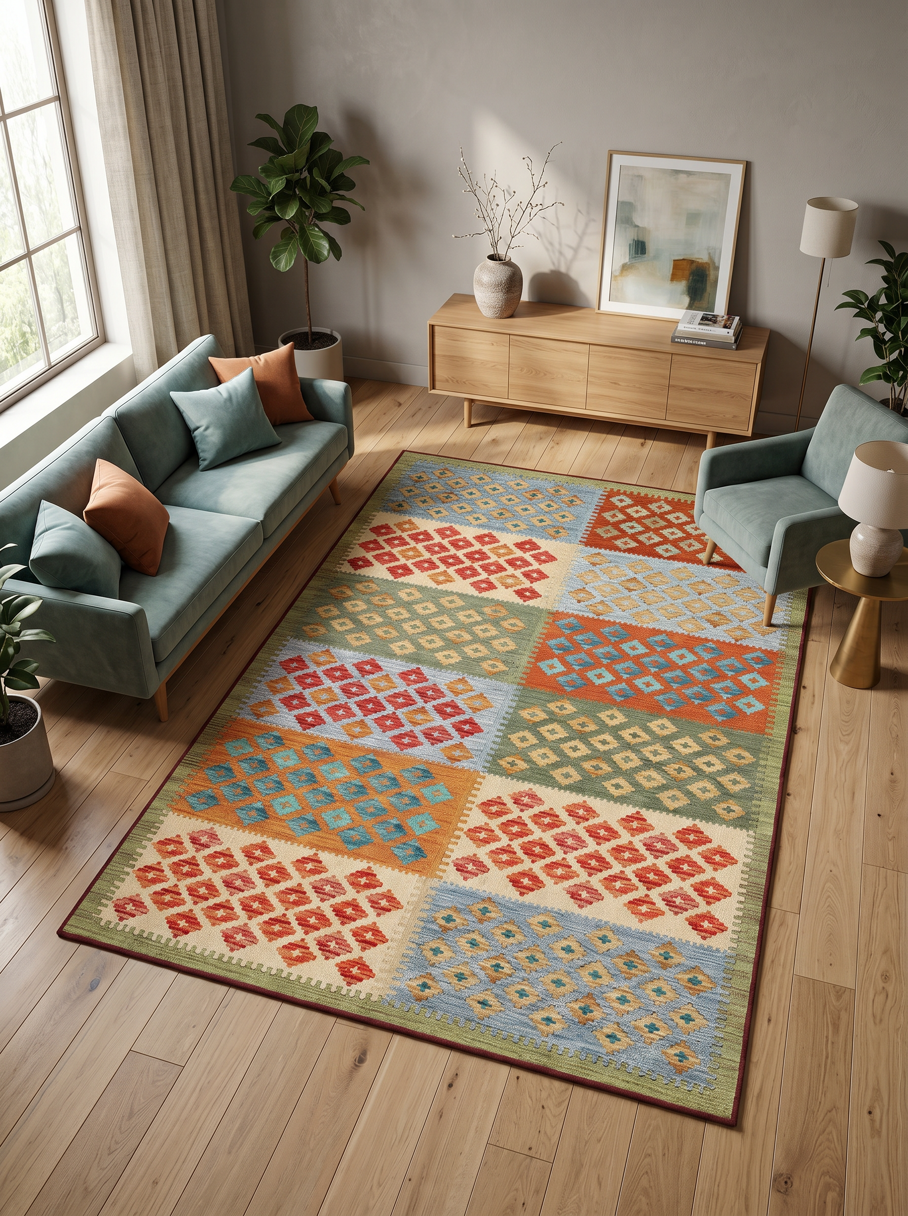 yıkanabilir kaymaz taban şönil dokuma halı 200x250 (5 m²) renkli