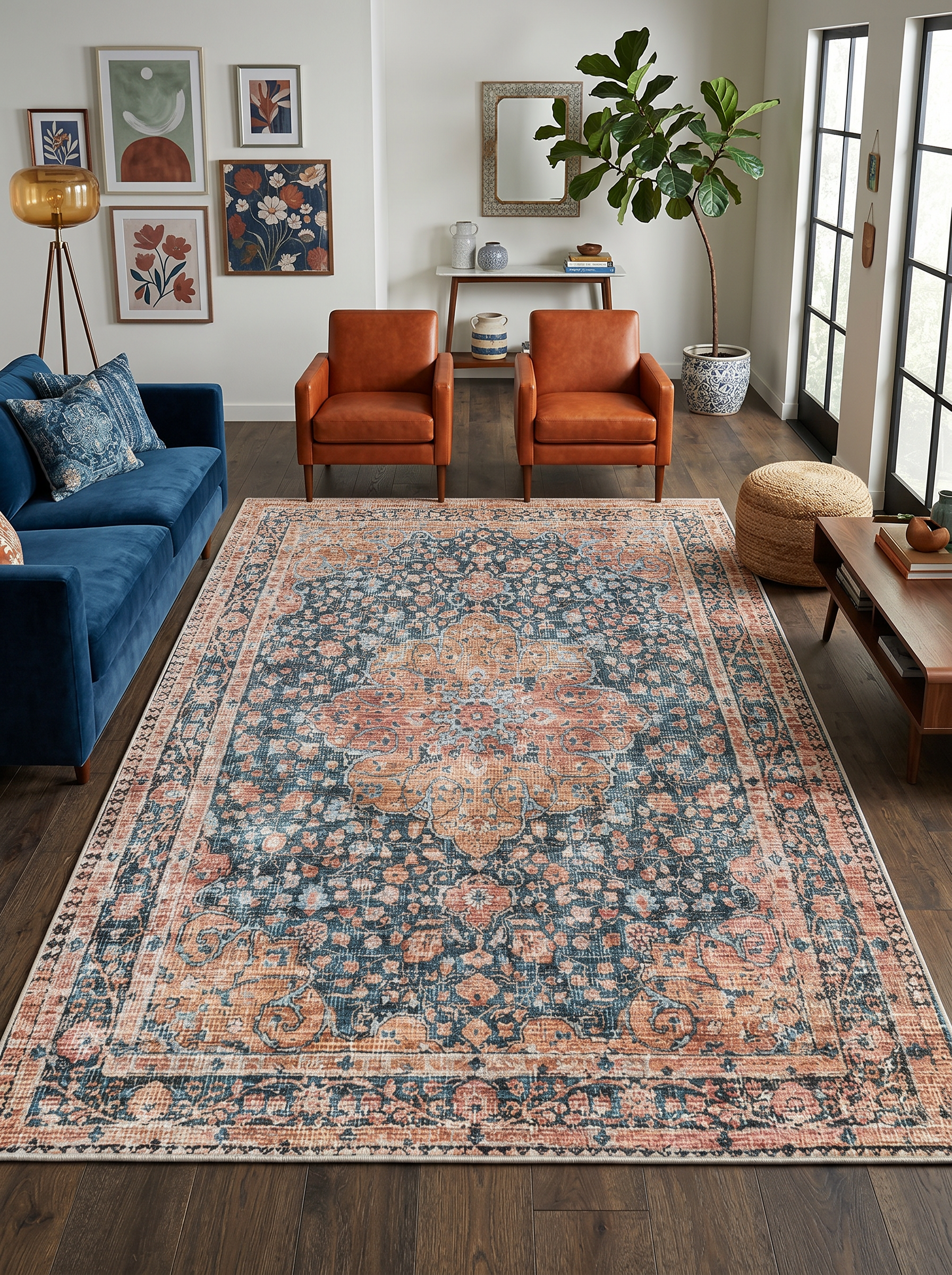 yıkanabilir kaymaz taban şönil dokuma halı 80x100 renkli