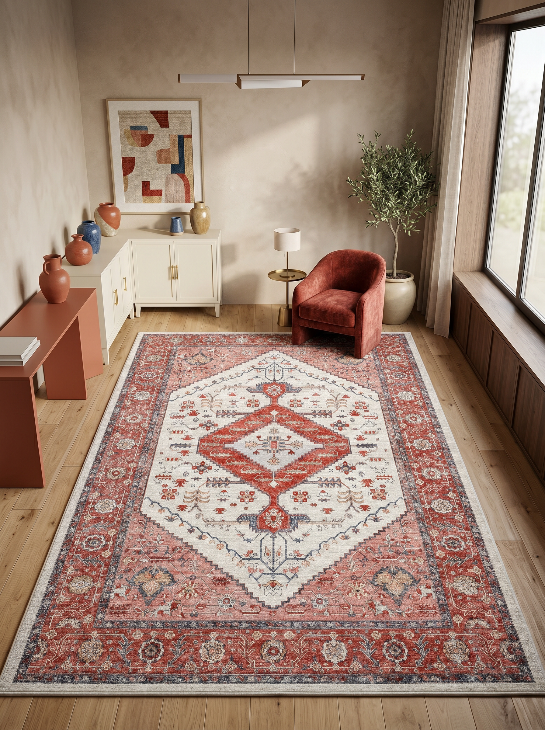 yıkanabilir kaymaz taban şönil dokuma halı 80x100 kirmizi; gul-kurusu