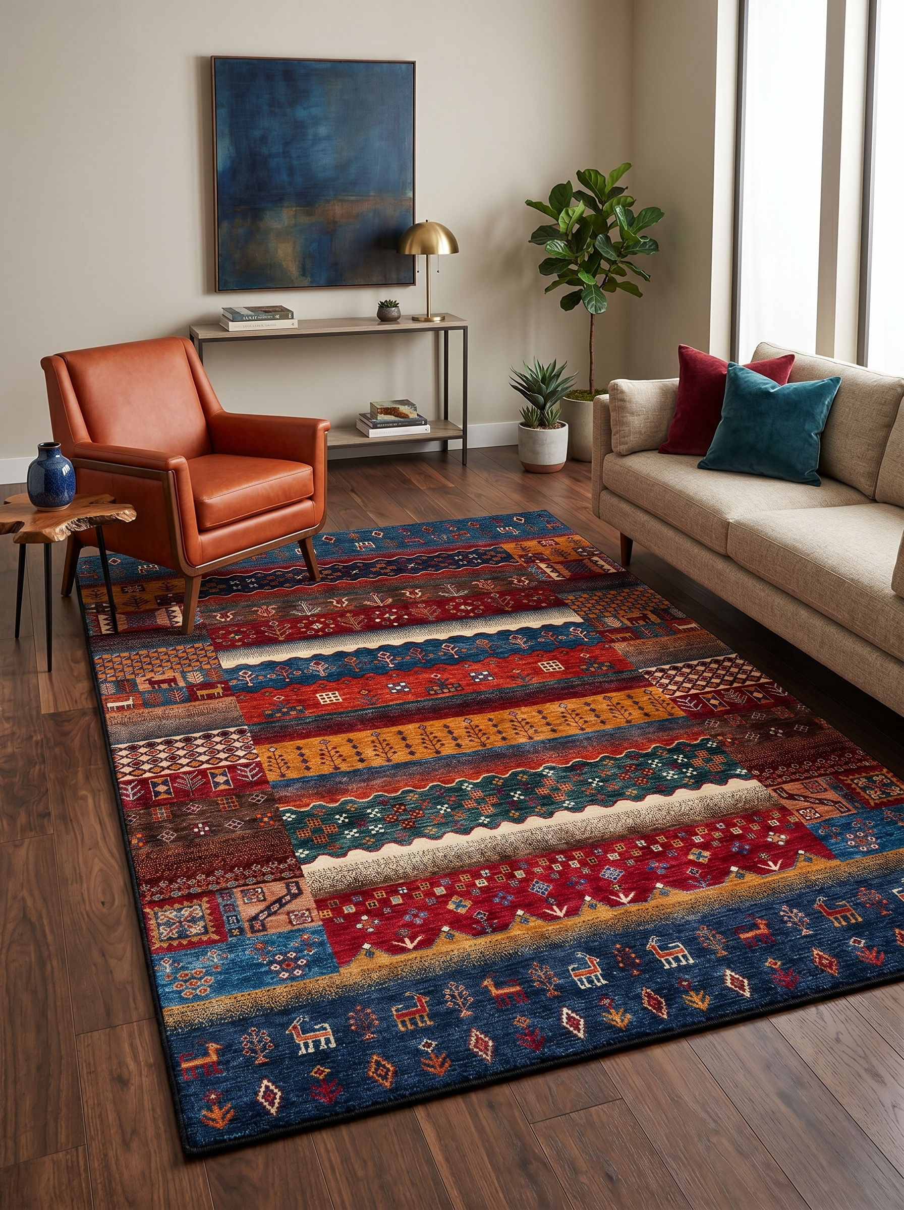 yıkanabilir kaymaz taban şönil dokuma halı 80x200 kirmizi; lacivert; renkli