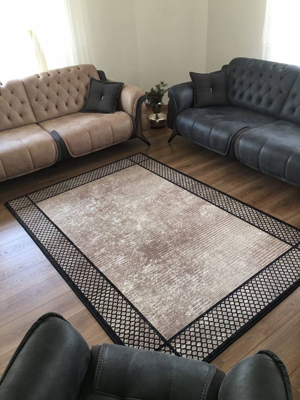 REDYA - Kaymaz Deri Taban Makinede Yıkanabilir Salon Oturma Odası Mutfak Halısı